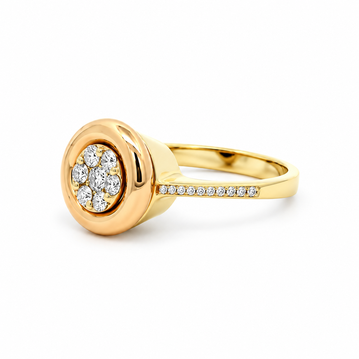 Golden Halo Diamond Ring