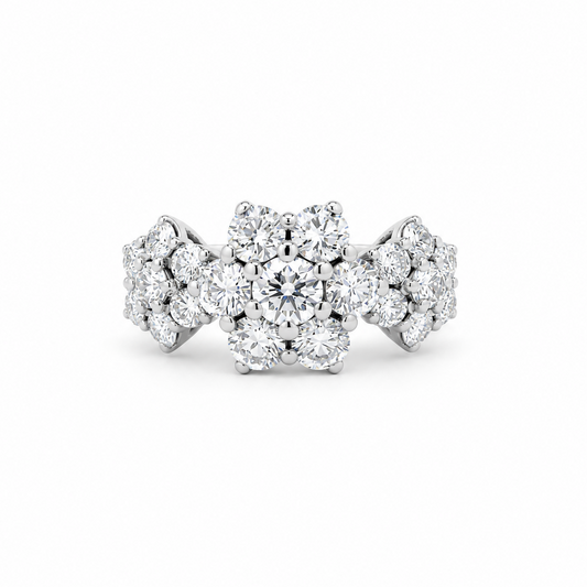 Rosette Diamond Ring in white gold