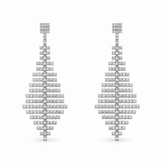 Deco Cascade Diamond Earrings in white gold