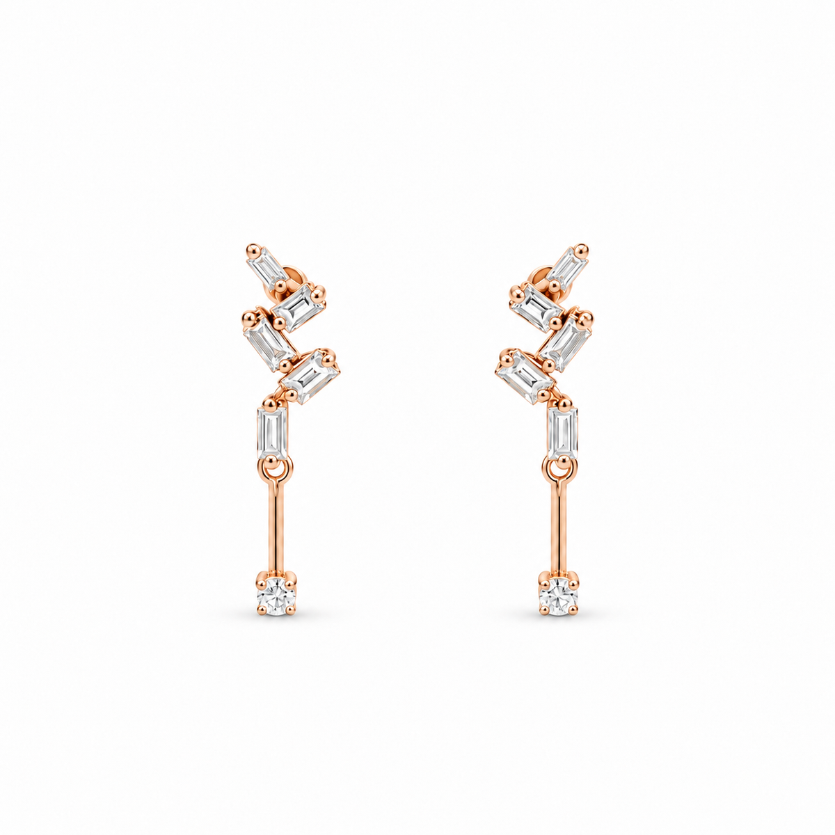 Baguette Vine Diamond Earrings
