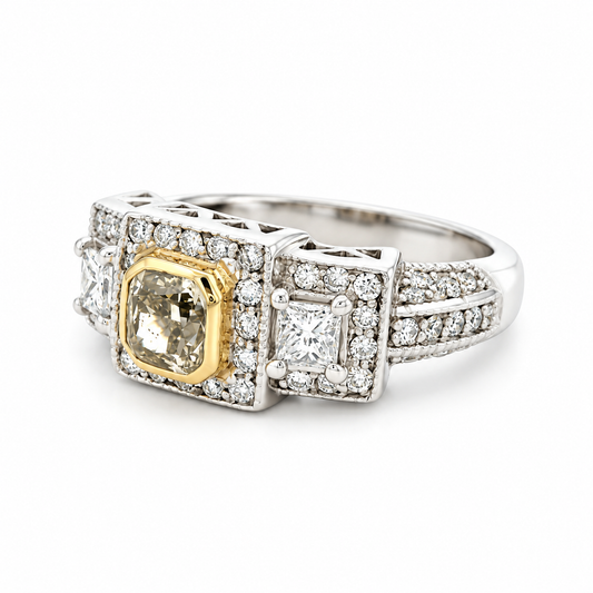 Regal Geometric Diamond Ring by Izmirian Jewellery
