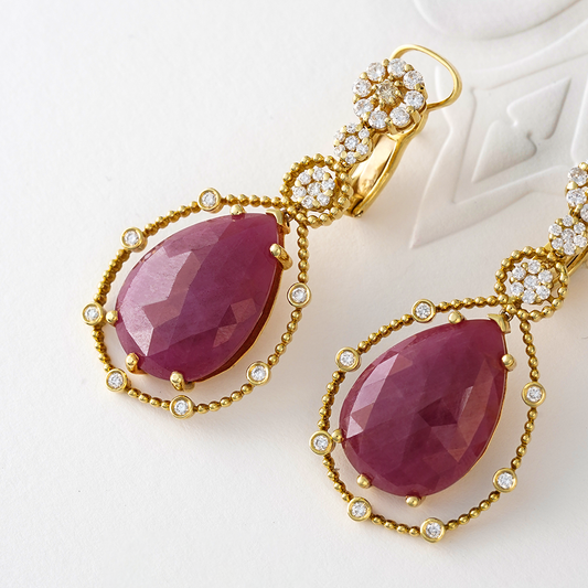 Ruby Bezel Drop Earrings