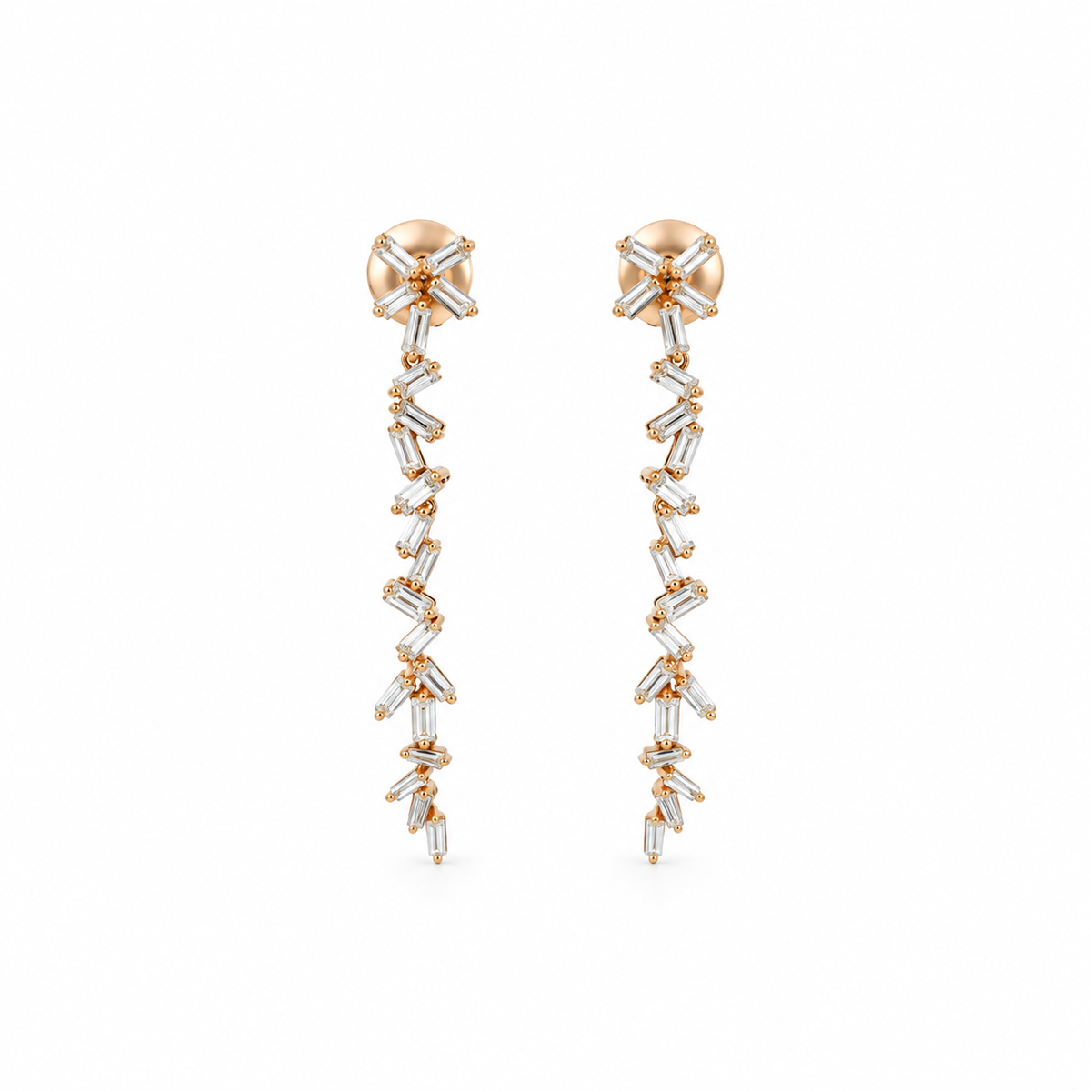 Baguette Diamond Line Drop Earrings