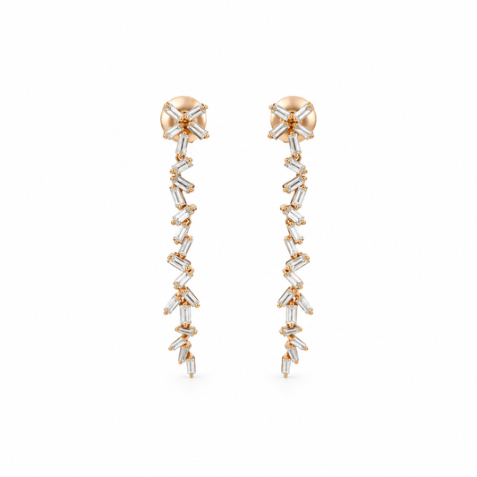Baguette Diamond Line Drop Earrings