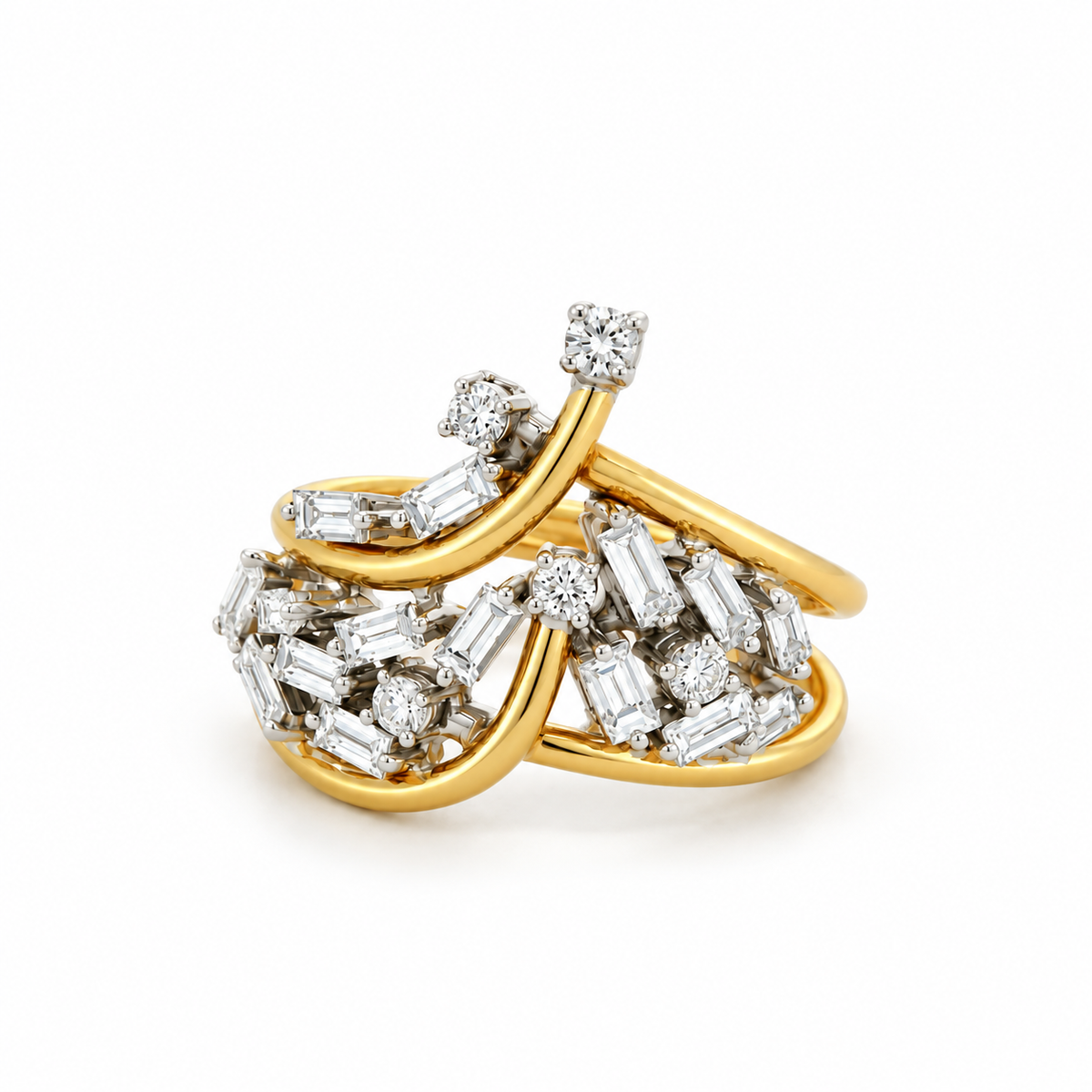 Mixed-Cut Tiara Diamond Ring