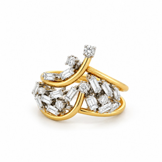 Mixed-Cut Tiara Diamond Ring