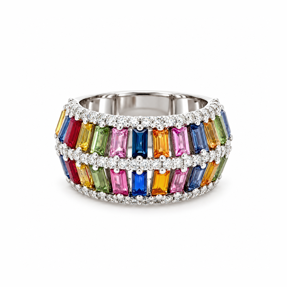 Rainbow Baguette Diamond Ring