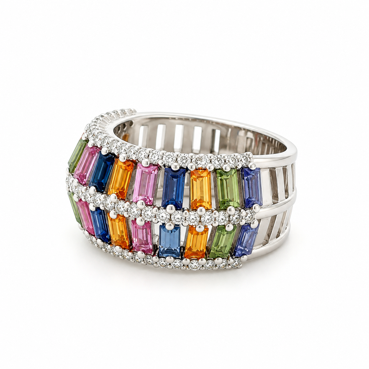 Rainbow Baguette Diamond Ring