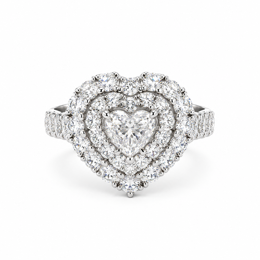Amara Heart Halo Diamond Ring in white gold