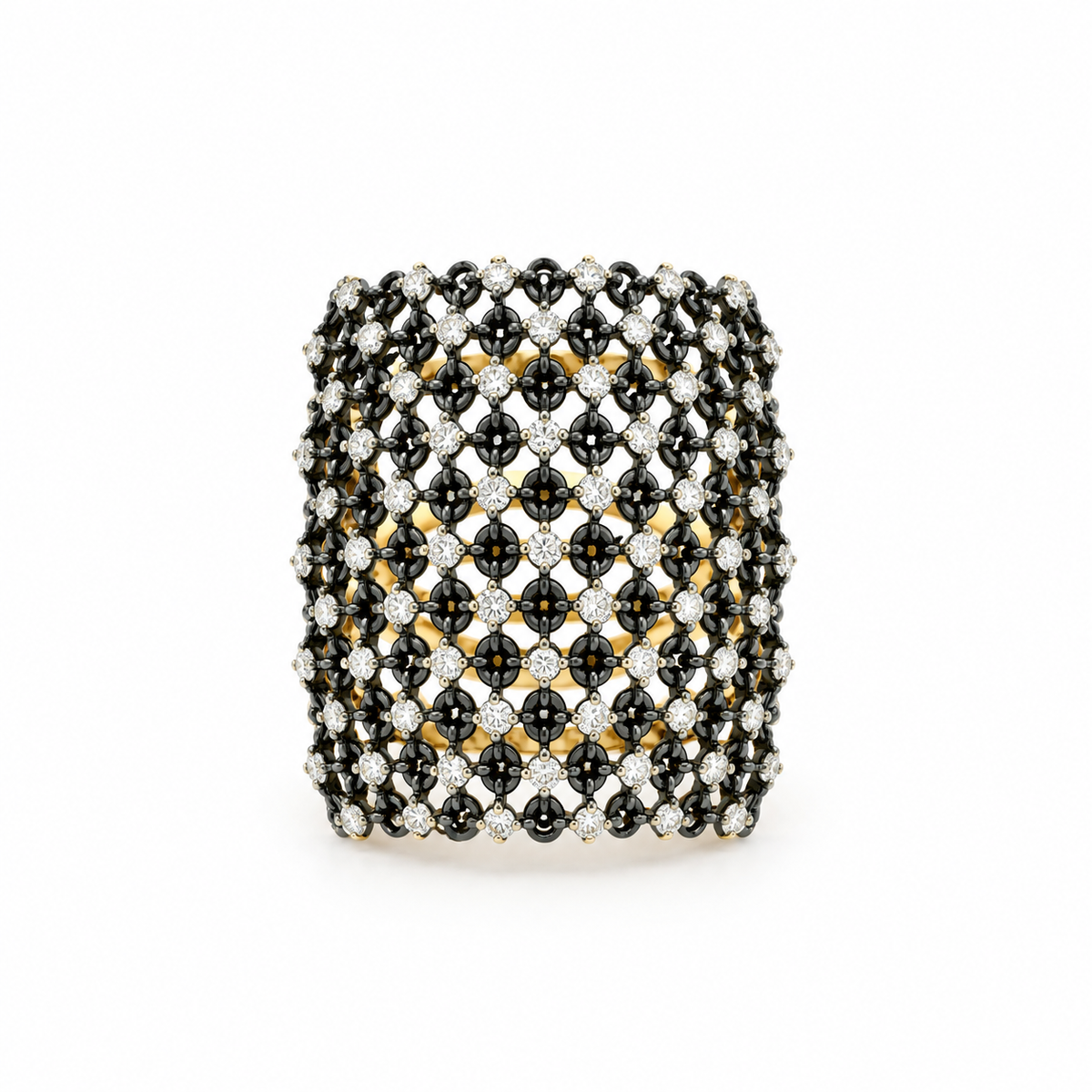 Diamond Mesh Rhodium Ring