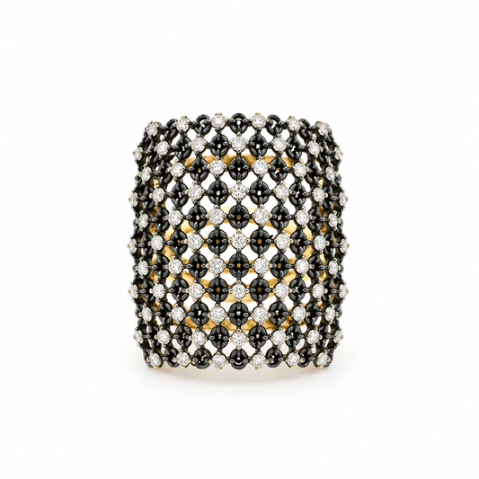 Diamond Mesh Rhodium Ring