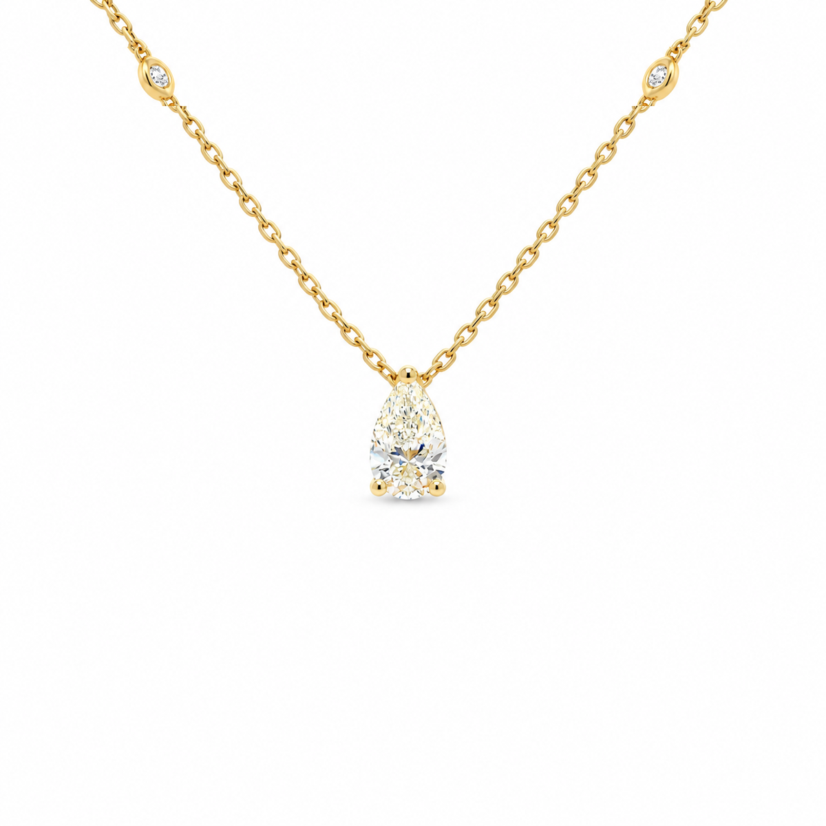 Pear-cut Solitaire Diamond Necklace
