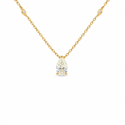 Pear-cut Solitaire Diamond Necklace