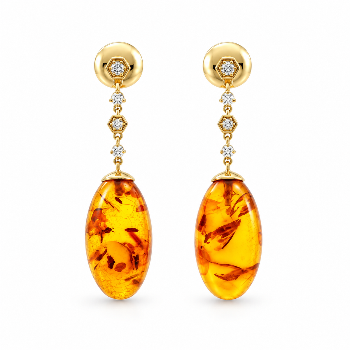 Amber Drop Diamond Earrings
