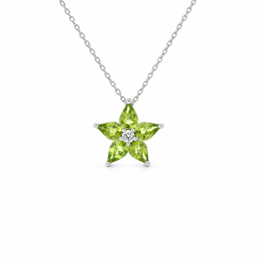 Peridot Flora Diamond Necklace