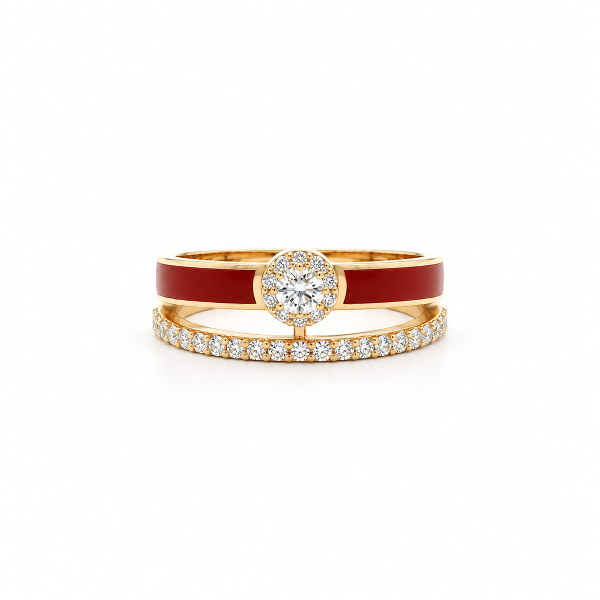 Dual Diamond Enamel Ring