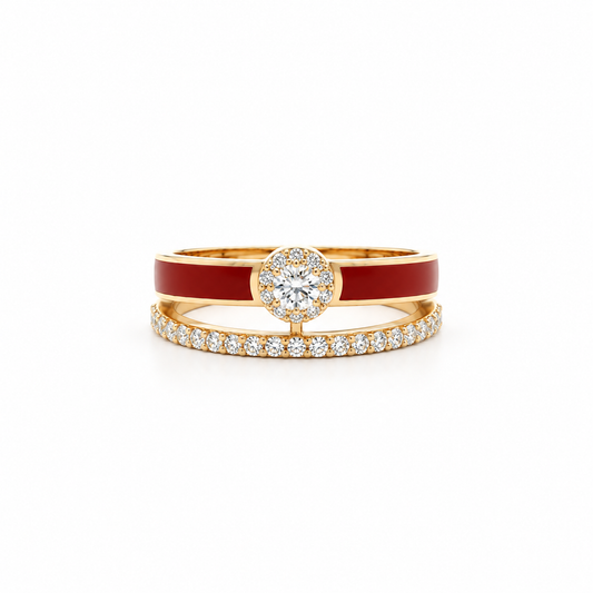 Dual Diamond Enamel Ring