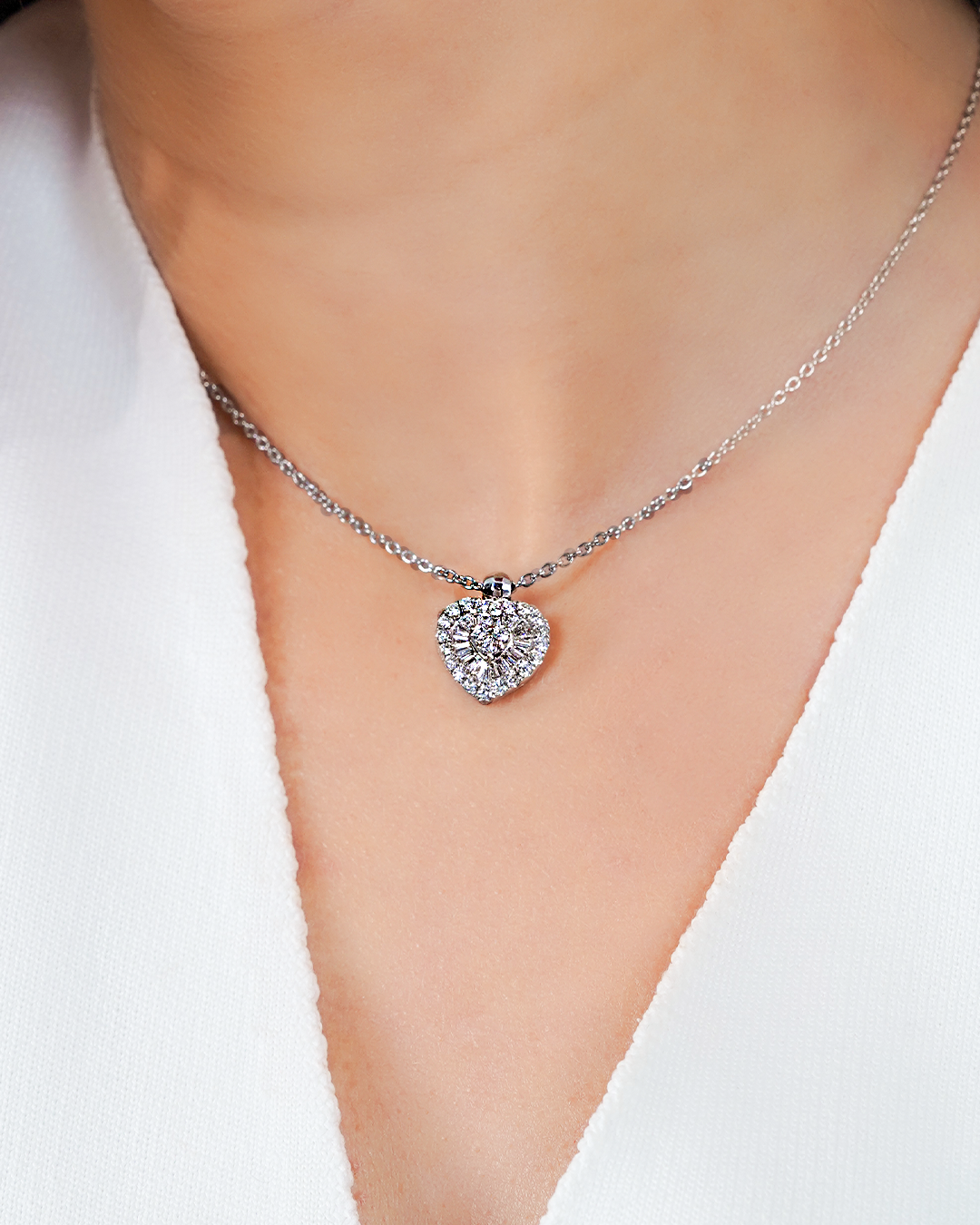 Heart Diamond Cluster Necklace