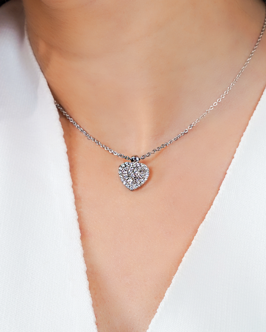 Heart Diamond Cluster Necklace