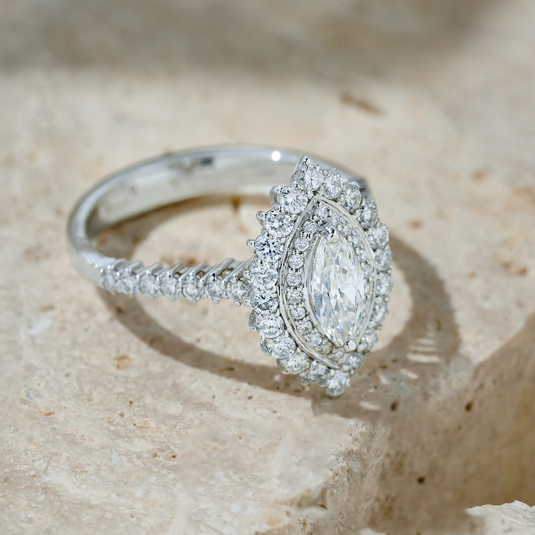 Marquise Diamond Halo Ring