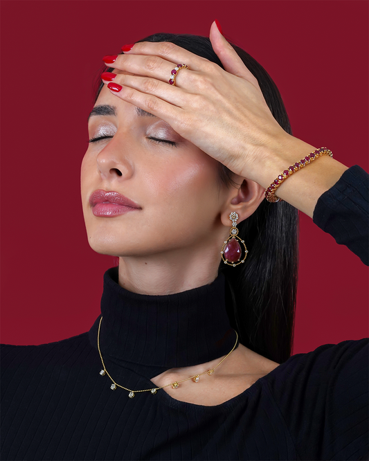 Oval Diamond Drop Station Necklace