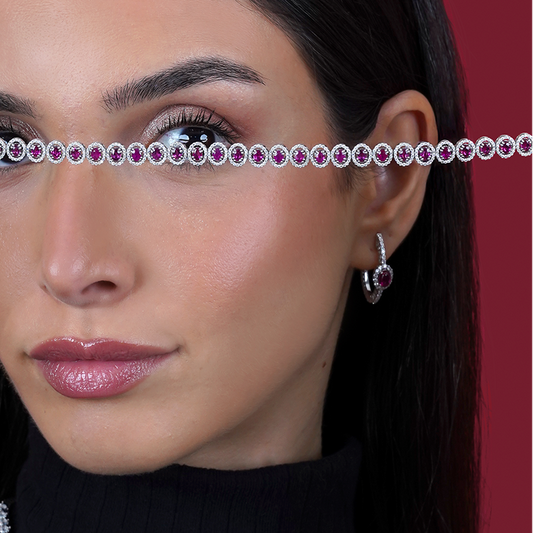 Ruby Halo Diamond Tennis Bracelet
