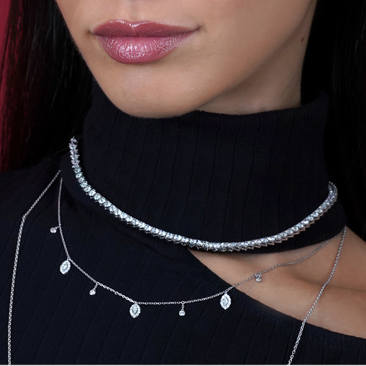 Marquise Drop Diamond Station Necklace