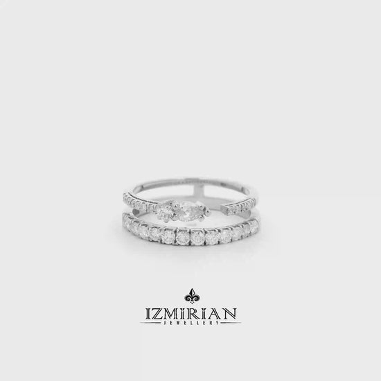 Diamond open band ring in white gold shown in motion