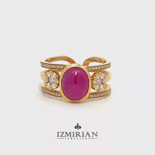 Ruby Blossom Diamond Ring, product video by Izmirian Jewellery